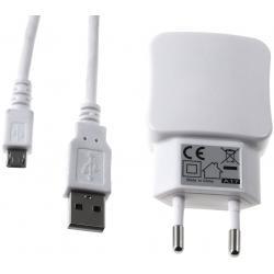 nabíjací adaptér s 2x USB 2,1A vr. 2.0 High-Speed USB Kabel s Micro-USB biela