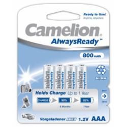 Nabíjacie mikroceruzková batérie HR03 AAA AlwaysReady, Ni-MH batéria 4ks v balenie 800mAh - Camelion