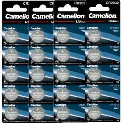 20x litiový gombíkový článok, batéria Camelion CR2032 z.B. pre hodinky 4x 5ks balenie originál