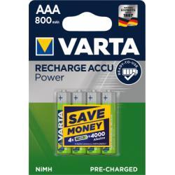 Nabíjacie TOYS mikro AAA batérie 4ks v balenie - Varta Power originál
